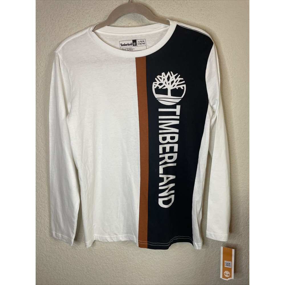 Timberland Stack Logo boys Shirt Long Sleeve large 14-16 new rap hip hop